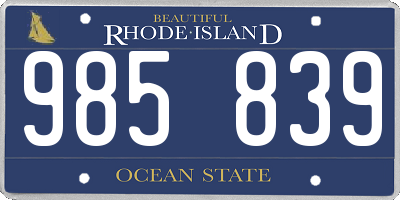 RI license plate 985839