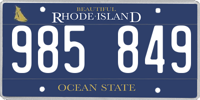 RI license plate 985849