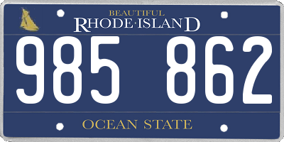 RI license plate 985862