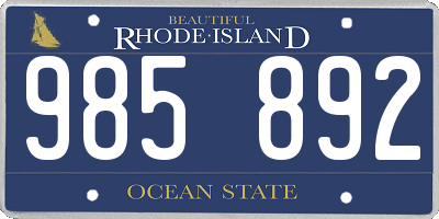 RI license plate 985892