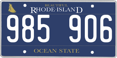 RI license plate 985906