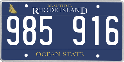 RI license plate 985916