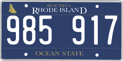 RI license plate 985917