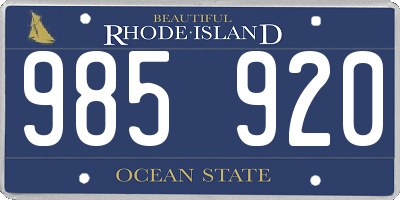 RI license plate 985920