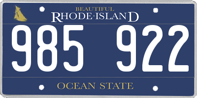 RI license plate 985922