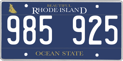 RI license plate 985925