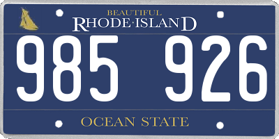 RI license plate 985926