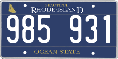 RI license plate 985931