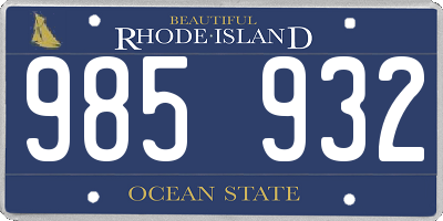 RI license plate 985932