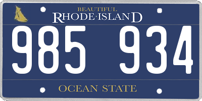 RI license plate 985934