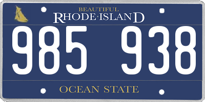 RI license plate 985938
