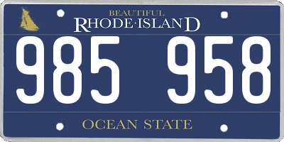 RI license plate 985958