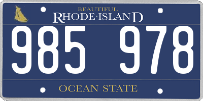 RI license plate 985978