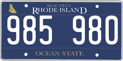 RI license plate 985980