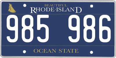 RI license plate 985986