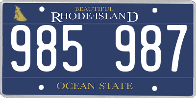 RI license plate 985987