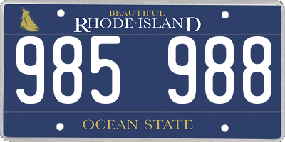 RI license plate 985988