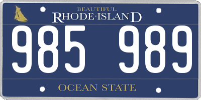 RI license plate 985989