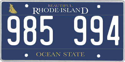 RI license plate 985994