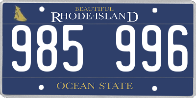 RI license plate 985996