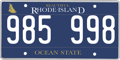 RI license plate 985998