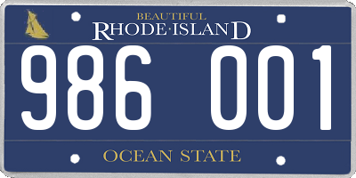 RI license plate 986001