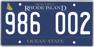 RI license plate 986002