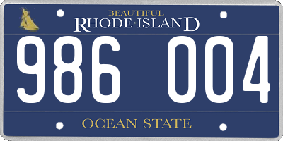 RI license plate 986004