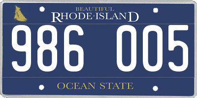 RI license plate 986005