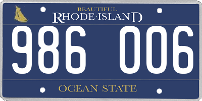 RI license plate 986006