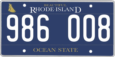 RI license plate 986008