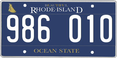 RI license plate 986010