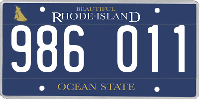 RI license plate 986011