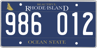 RI license plate 986012