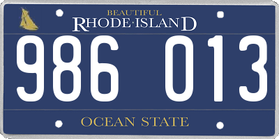 RI license plate 986013