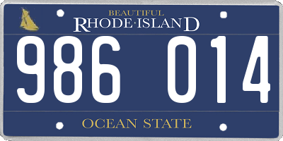 RI license plate 986014