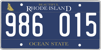 RI license plate 986015