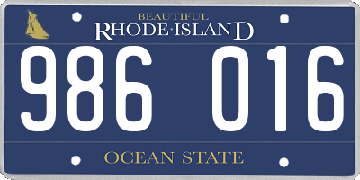 RI license plate 986016