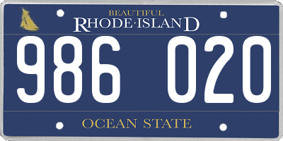 RI license plate 986020