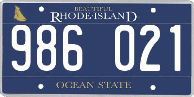 RI license plate 986021