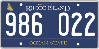 RI license plate 986022