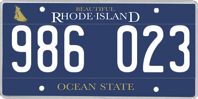 RI license plate 986023