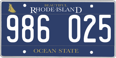 RI license plate 986025