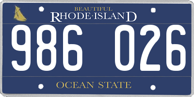 RI license plate 986026