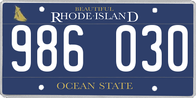 RI license plate 986030