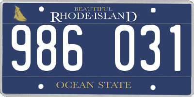 RI license plate 986031