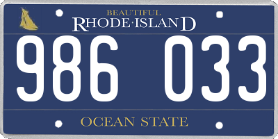 RI license plate 986033