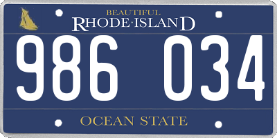 RI license plate 986034