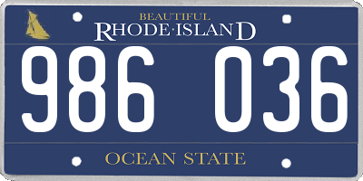 RI license plate 986036