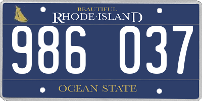 RI license plate 986037